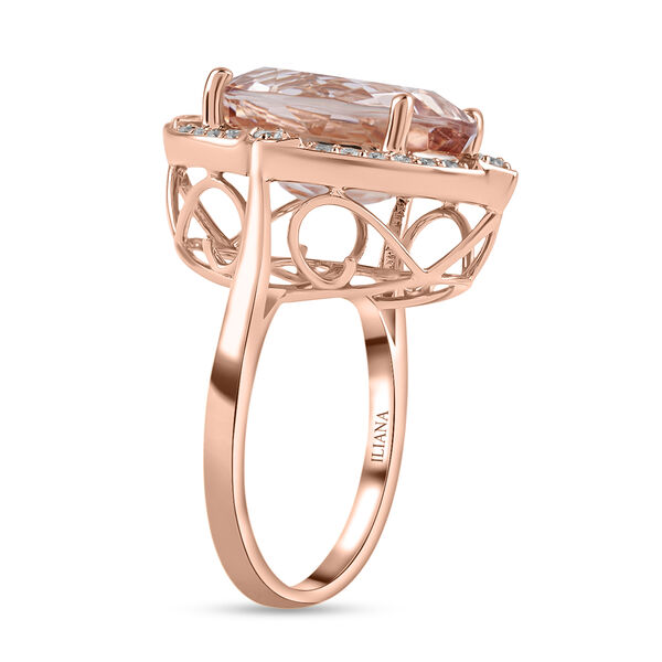 ILIANA AAA Marropino Morganit und Diamant-Ring, zertifiziert und geprüft SI G-H, 750 Roségold  ca. 7,00 ct image number 4