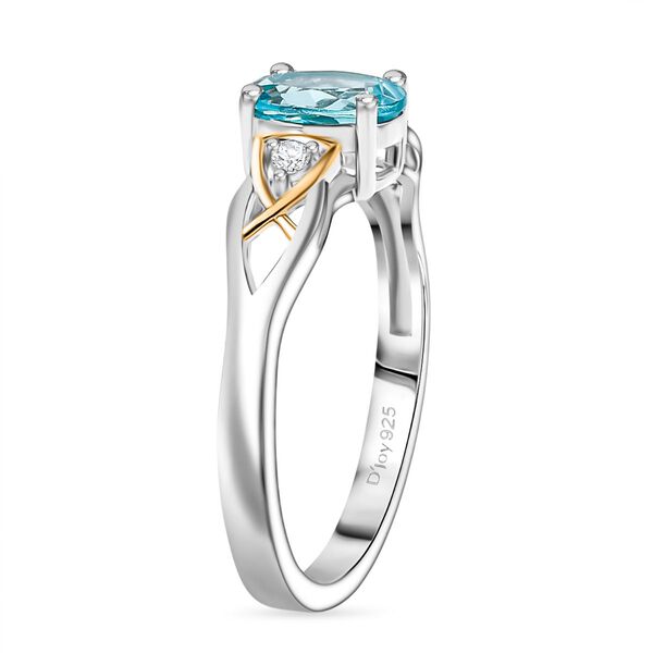 2er Set - D'joy Betroka Blauer Apatit Ring und Anh&auml;nger, 925 Silber platiniert und vergoldet (Gr&ouml;&szlig;e 19.00) ca. 1.44 ct image number 5