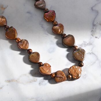 Champagne Perlen Halskette ca. 45 cm 925 Silber rhodiniert