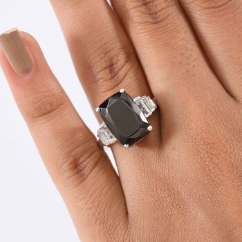 D'Joy Elite Shungit, Wei&szlig;er Topas Ring 925 Silber rhodiniert (Gr&ouml;&szlig;e 18.00) ca. 5,37 ct