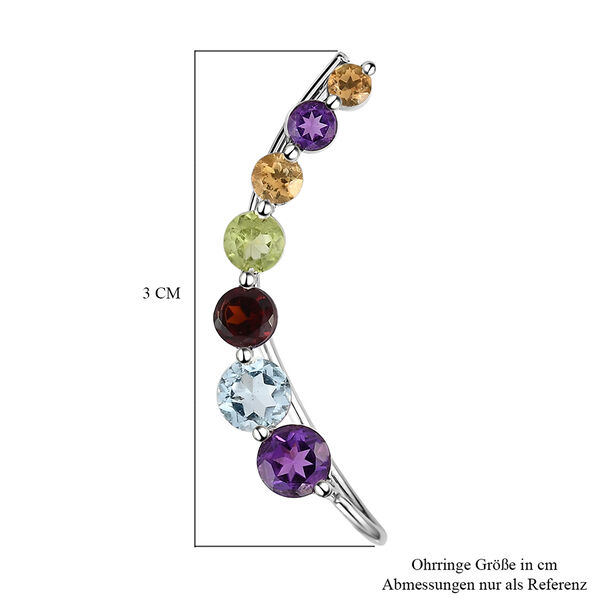 Mehrfarbiger Edelsteine Climber Ohringe in Silber 2,79 Ct image number 6