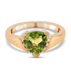 Natürlicher Peridot und Zirkon Solitär Ring 925 Silber vergoldet (Größe 16.00) ca. 2,07 ct