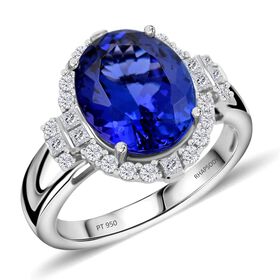 RHAPSODY AAAA Tansanit und VS Diamant Ring in 950 Platin - 7,25 ct.