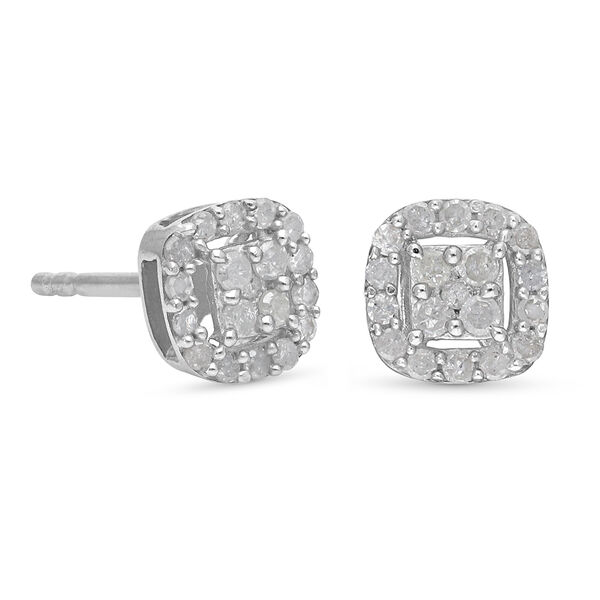 Diamant Halo-Ohrstecker in Silber image number 5