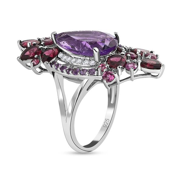 AA afrikanischer Amethyst, Rhodolith Granat und Zirkon-Ring - 8,64 ct. image number 5
