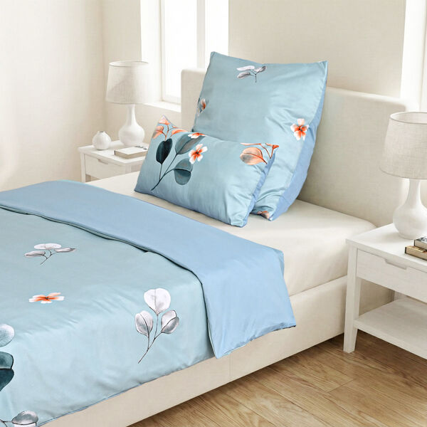 6-teiliges Bettw&auml;sche-Set mit Blumenmotiv, 135x200cm, Blau