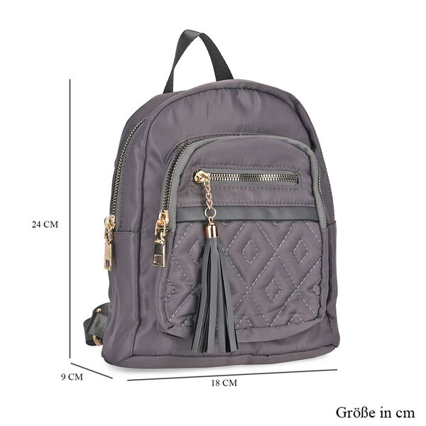 Moderner Kunstleder Rucksack in Steppoptik mit RFID-Schutz, Grau image number 5