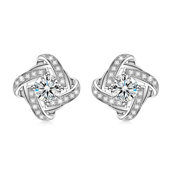 Weißer Zirkonia Ohrstecker, rhodiniert ca. 0.50 ct image number 0