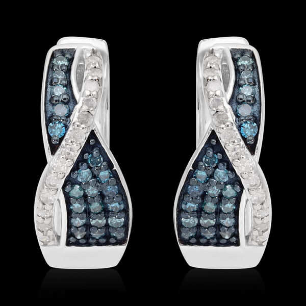 Wei&szlig;er und Blauer Diamant Ohrringe 925 Silber platiniert ca. 0,33 ct image number 6
