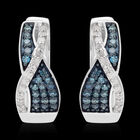 Weißer und Blauer Diamant Ohrringe 925 Silber platiniert ca. 0,33 ct image number 5