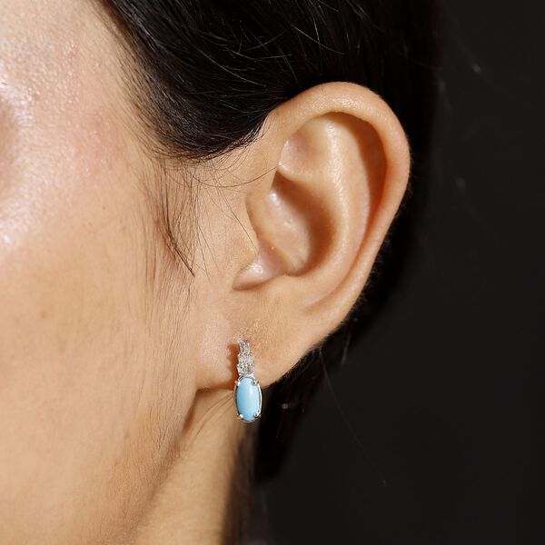 AA Sleeping Beauty T&uuml;rkis und Diamant Ohrringe - 1,25 ct. image number 3