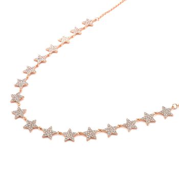 Wei&szlig;e Kristall-Halskette in Ros&eacute;goldton - 20 ct.