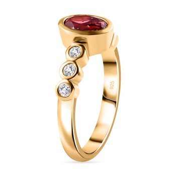 Lab Created Padparadscha-Saphir Schmuckset 925 Silber Gelbgold Vermeil ca. 2,76 ct.