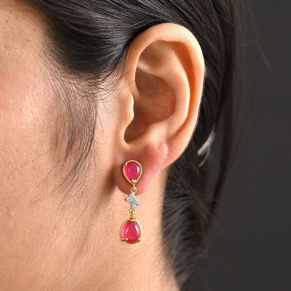 D'Joy Maulbeer Mondstein Ohrringe 925 Silber Gelbes Gold ca. 6.04 ct image number 3