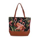 Schultertasche mit Blumenprint, 42x34x12cm, Lila-Grün