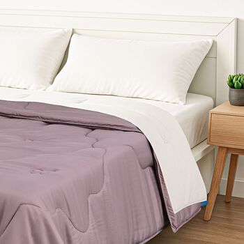 SERENITY NIGHT Winter-Steppdecke aus Bambusfaser, 100% Maulbeerseidenf&uuml;llung, 1000g Seide, Lila