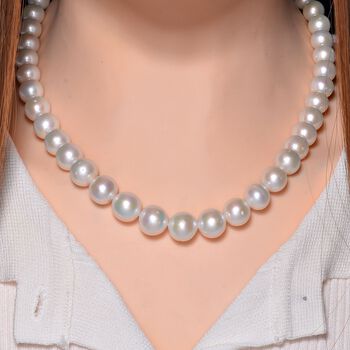 Wei&szlig;e Edison Perle 50cm Halskette, 925 Silber rhodiniert