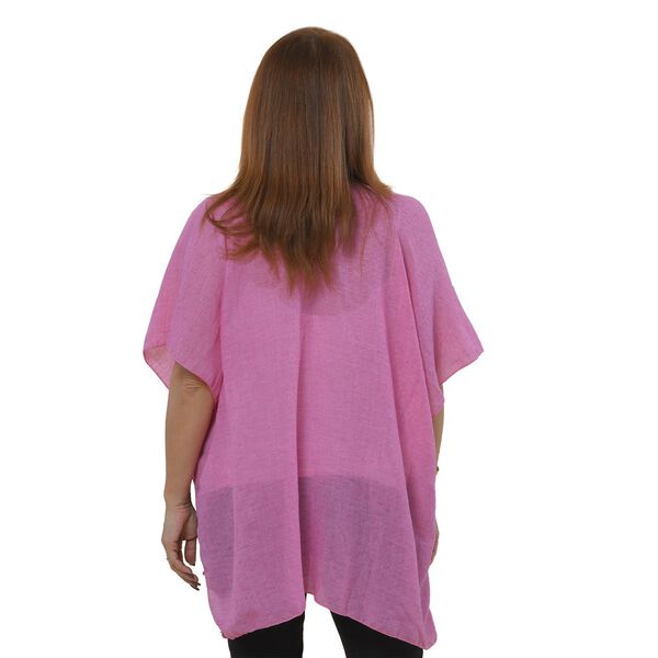 TAMSY- bestickter Kimono mit Blumenmuster, One Size, Rosa image number 2
