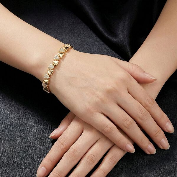 Wei&szlig;es Zirkonia 19cm Armband, Goldton image number 3