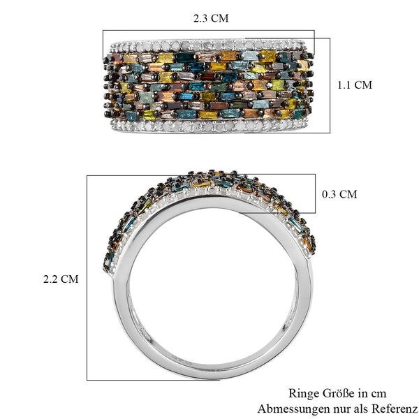 Mehrfarbiger Diamant-Cluster-Ring - 1 ct. image number 8