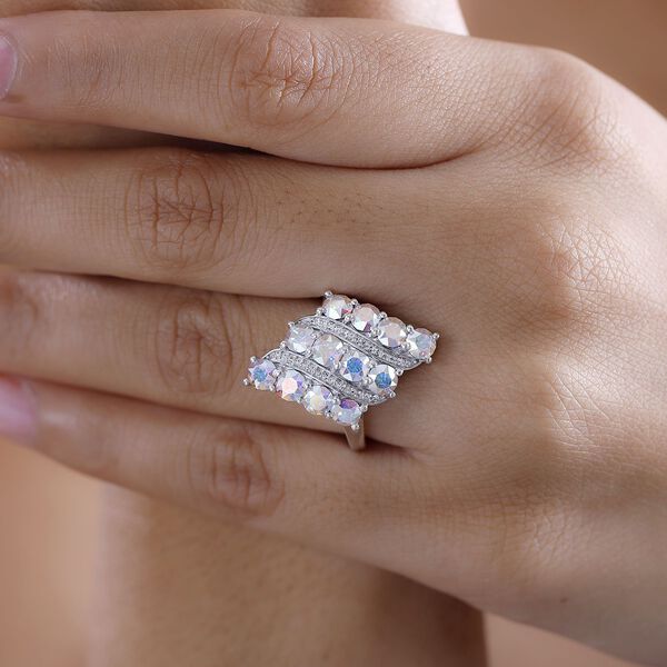 J Francis gefertigt mit SWAROVSKI- AB und wei&szlig;er Swarovski Kristall Ring image number 3