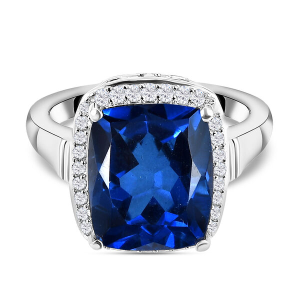 Ceylonfarbener Quarz und Zirkon-Ring, 925 Silber platiniert - 6,64 ct.&nbsp;