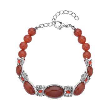 Rotes Achat Armband, ca. 20 cm, ca. 59.00 ct