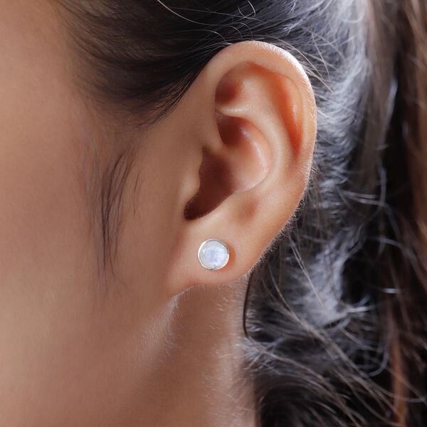 Premium Regenbogen Mondstein-Ohrringe, 925 Silber platiniert ca. 1,77 ct image number 3