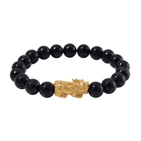 Shungit Armband ca. Flexibles cm 925 Silber vergoldet ca. 125,00 ct.