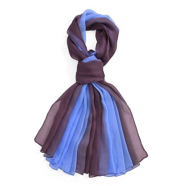 LA MAREY Signature Seidenschal aus 100% Maulbeerseide, 110 x 180 cm, Blau Grau image number 5