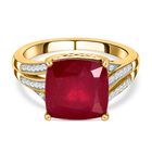Afrikanischer Rubin (Fissure gefüllt), weißer Zirkon Ring, 925 Silber vergoldet (Größe 17.00) ca. 6.92 ct