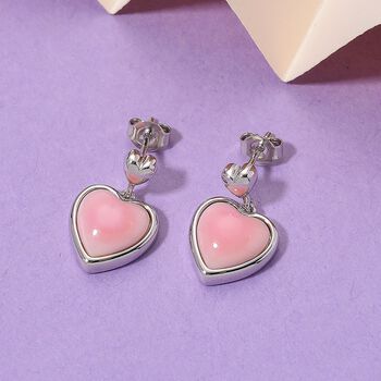 D'Joy Nat&uuml;rlicher Rosa K&ouml;nigsmuschel Perle (10 mm) Ohrringe 925 Silber rhodiniert