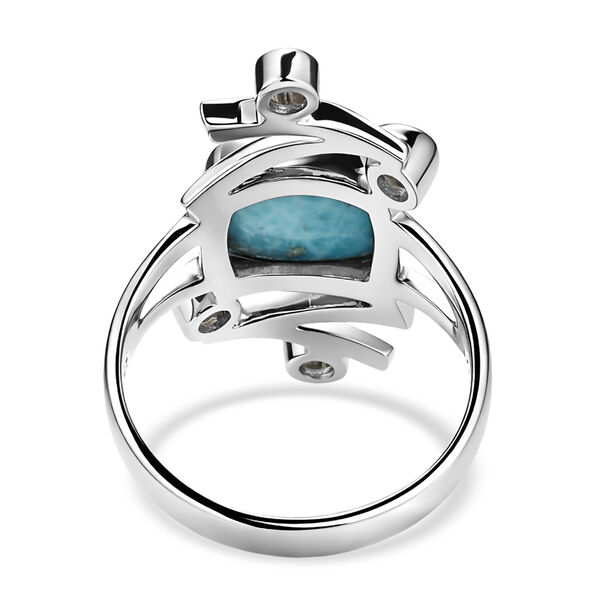Sajen Silber-Larimar, Wei&szlig;er Topas Ring 925 Silber rhodiniert (Gr&ouml;&szlig;e 20.00) ca. 5.60 ct image number 4
