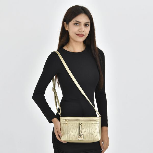 Schultertasche aus Kunstleder, Gold image number 2