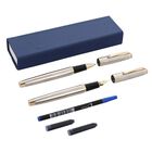 2er Set Füllfederhalter und Tintenschreiber mit Nachfüllset, Silber