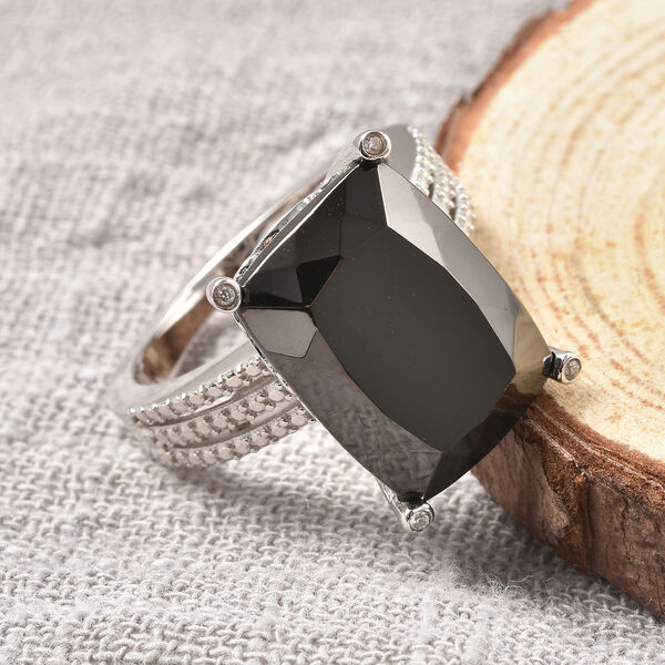 Elite Shungit und Zirkon Ring 925 Silber rhodiniert  ca. 7,28 ct image number 2