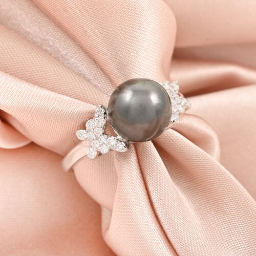 ILIANA zertifiziert und geprüft AAA Tahiti Perle und Diamant Ring in 750 Weißgold image number 1