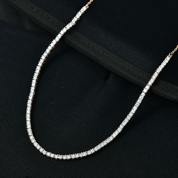 LUXURIANT VS-EF Labor Diamant 50cm Halskette, 925 Silber 750 Ros&eacute;gold Vermeil - 4,14 ct. image number 2