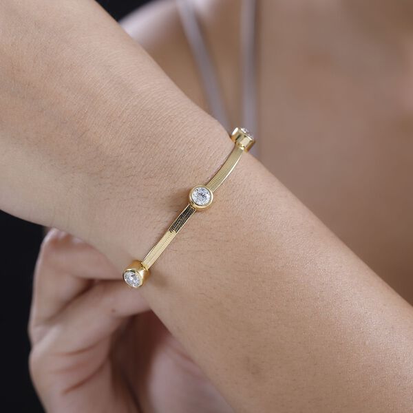 J Francis gefertigt mit SWAROVSKI-  Swarovski Zirkonia Armband, 19cm, 925 Silber 750 Gelbgold Vermeil image number 3