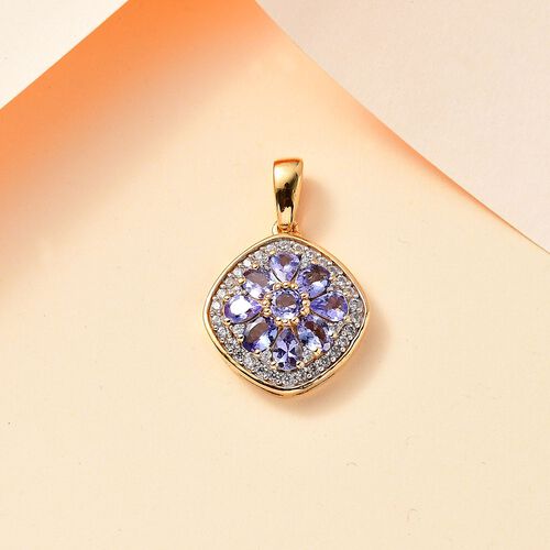 Tansanit Anhänger 925 Silber 750 Gelbgold Vermeil ca. 1.85 ct image number 1