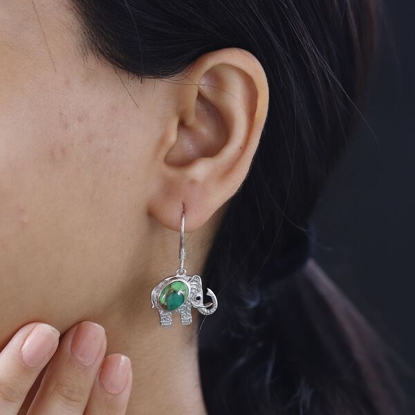 AAA grüne Mojave Türkis und schwarze Spinell-Ohrringe - 4,22 ct. image number 3