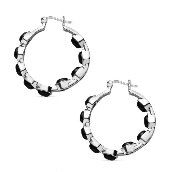 Schwarzer Onyx Ohrringe Edelstahl ca. 9,85 ct. image number 4