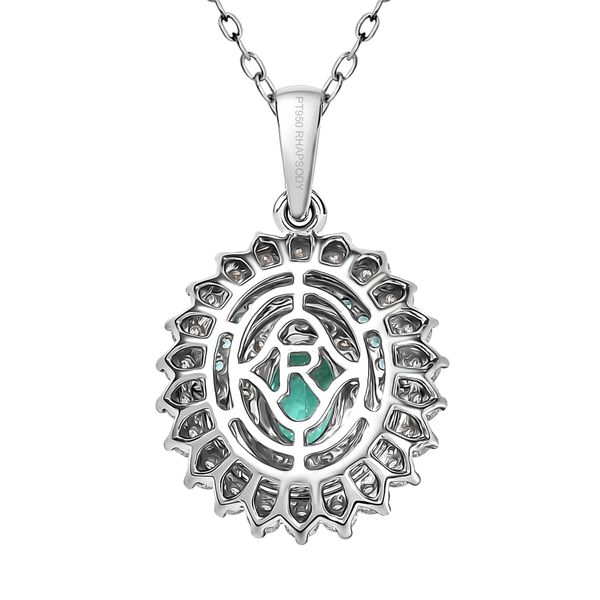 RHAPSODY zertifiziert und geprüft AAAA Paraiba Turmalin und VS-EF Diamant Anhänger mit 45cm Kette in 950 Platin - 1,98 ct. image number 5