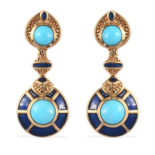 Natürliche Sleeping Beauty Türkis emaillierte Ohrhänger in Silber, 1,28 ct. image number 0