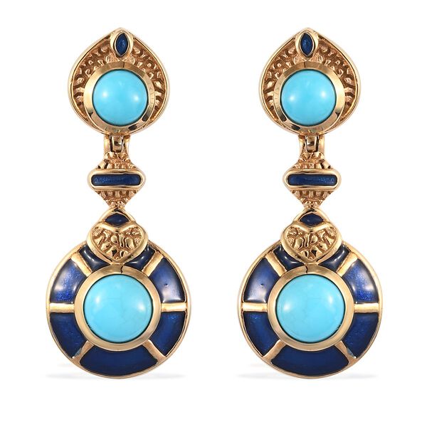 Natürliche Sleeping Beauty Türkis emaillierte Ohrhänger in Silber, 1,28 ct. image number 0
