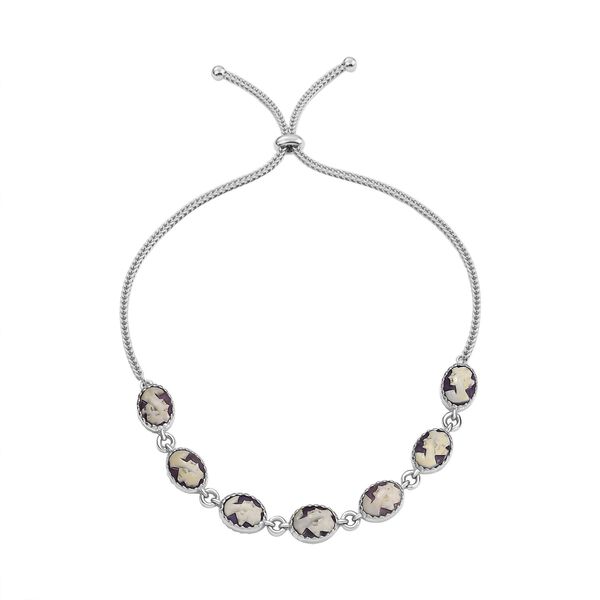 Italienische Kamee Armband aus Conch-Muschel in Silberton, 19cm image number 4