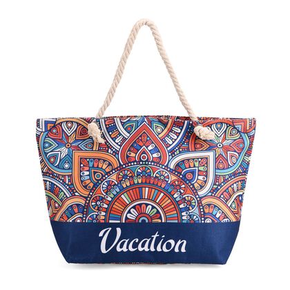 Mehrfarbige Mandalamotiv - Gro&szlig;e Tragetasche mit Rei&szlig;verschluss, Innentasche, ca. 40.5x 18 x38 cm