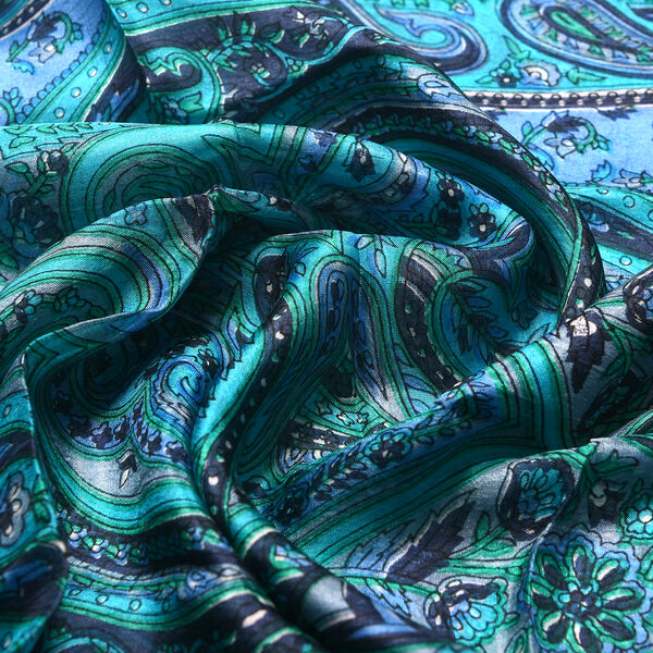 Bedruckter Tabby-Seidenschal, Himmelblau, 49x160cm image number 6