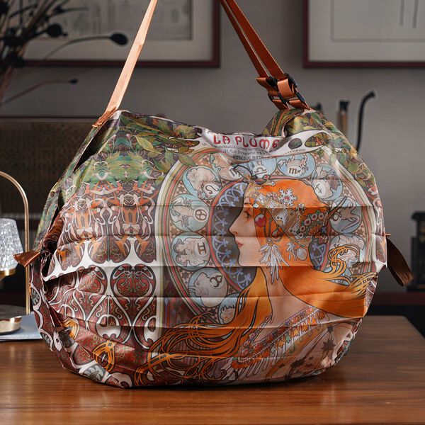 Shopper Tasche mit "La Plume" Mucha Design, 40x30x12cm, Mucha image number 1