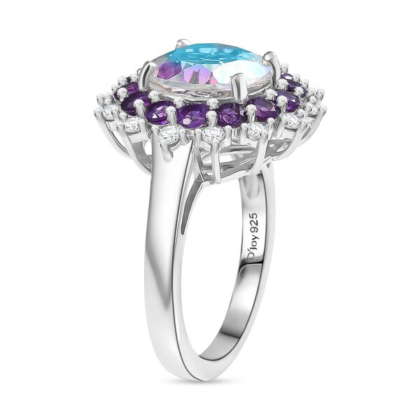 D'Joy Merkur mystischer Topas, Afrikanischer Amethyst Ring 925 Silber Rhodiniert (Gr&ouml;&szlig;e 16.00) ca. 5,89 ct image number 4